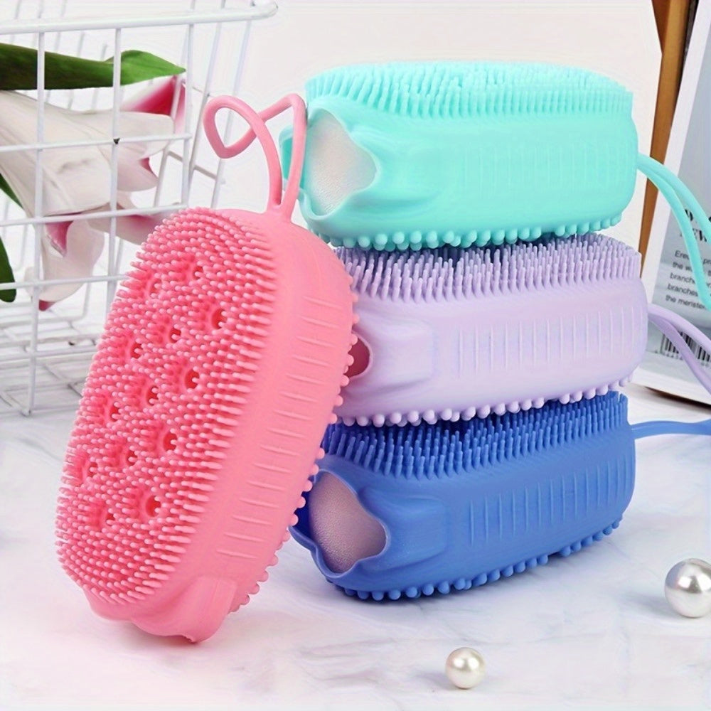 2pcs Silicone Bath Brush, Double-sided Exfoliating Skin Cleanser, Soft Massage, Refreshing Skin, Hypoallergenic, No Power Required, Bathroom Accessories
