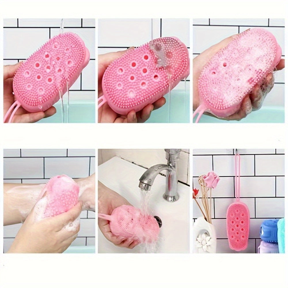 2pcs Silicone Bath Brush, Double-sided Exfoliating Skin Cleanser, Soft Massage, Refreshing Skin, Hypoallergenic, No Power Required, Bathroom Accessories