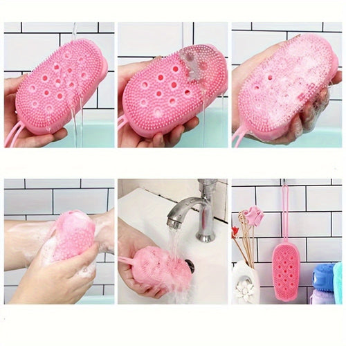 2pcs Silicone Bath Brush, Double-sided Exfoliating Skin Cleanser, Soft Massage, Refreshing Skin, Hypoallergenic, No Power Required, Bathroom Accessories