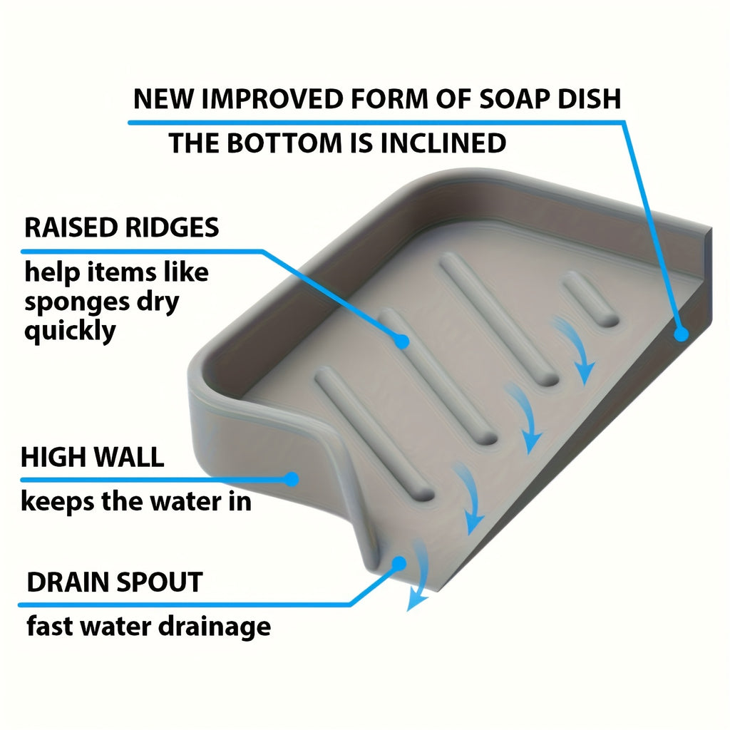 1pc Silicone Soap Drain Mat, Non-Slip Plastic Soap Tray, Multi-Functional Soap Holder for Bathroom Accessories, Heat-Resistant Anti-Slip Drying Pad for Home Kitchen Use, Bathroom Soap Dish