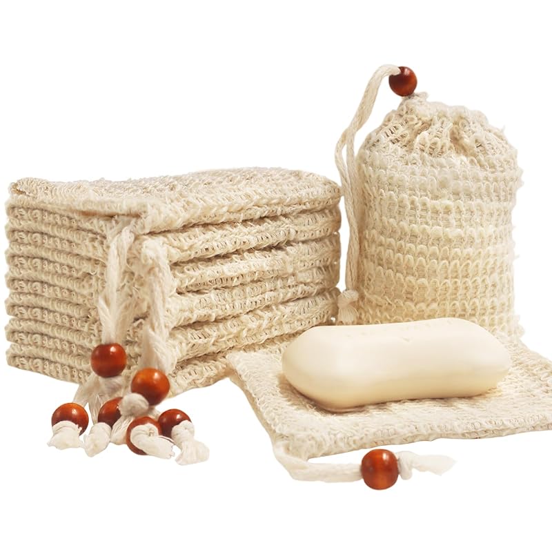 8pcs/20pcs Sisal Soap Storage Bags Suitable for Soap Bars Soap Bags for Exfoliating Foam and Air-Drying Soap Bars Shower Soap Storage Bags