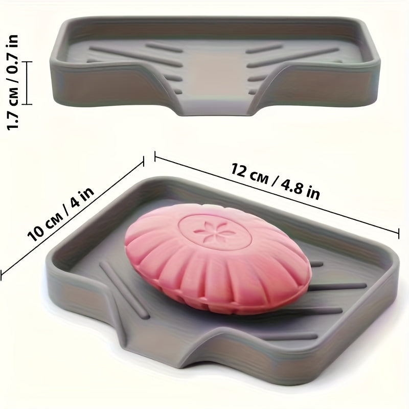 1pc Silicone Soap Drain Mat, Non-Slip Plastic Soap Tray, Multi-Functional Soap Holder for Bathroom Accessories, Heat-Resistant Anti-Slip Drying Pad for Home Kitchen Use, Bathroom Soap Dish
