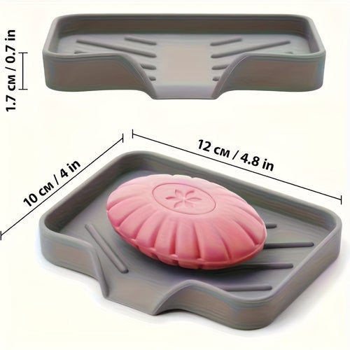 1pc Silicone Soap Drain Mat, Non-Slip Plastic Soap Tray, Multi-Functional Soap Holder for Bathroom Accessories, Heat-Resistant Anti-Slip Drying Pad for Home Kitchen Use, Bathroom Soap Dish