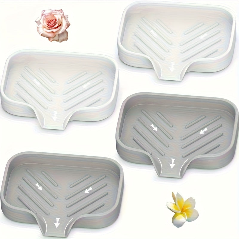 1pc Silicone Soap Drain Mat, Non-Slip Plastic Soap Tray, Multi-Functional Soap Holder for Bathroom Accessories, Heat-Resistant Anti-Slip Drying Pad for Home Kitchen Use, Bathroom Soap Dish